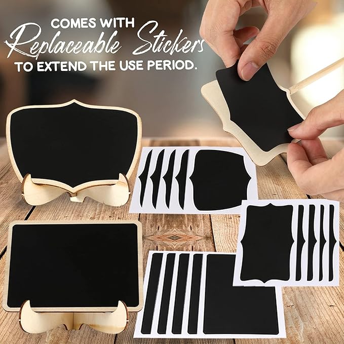 Mini Chalkboard Signs 30 Pack, Small Food Labels or Name Cards for Party Buffet Table with Wooden Stand for Wedding, Baby Shower, Mimosa Bar Supplies and Charcuterie Boards Accessories with 2 Pens