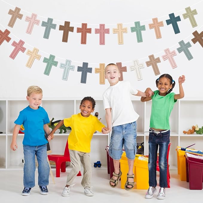 Boho Cross Cutouts with Glue Points 16 Colors Cross Shape Paper Cut-Outs Easter Christian Bible Jesus Resurrection Bulletin Board Decor for DIY Craft Art School Home Party Favor, 80Pcs