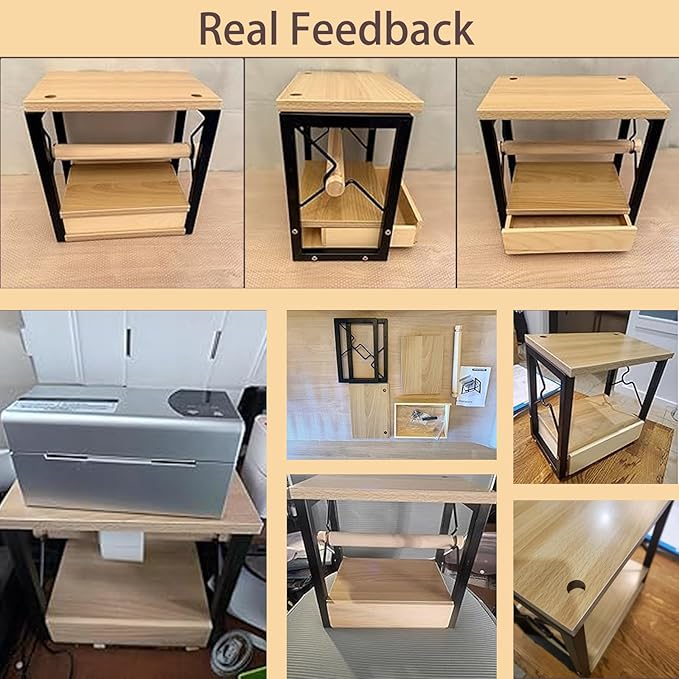 Label Roll Holder & FanFold Labels with Drawer, Wooden Label Holder for Thermal Printer Stand, Thermal Label Holder for Desktop Label Printer, Sticker Roll Holder for Home, Office, Work