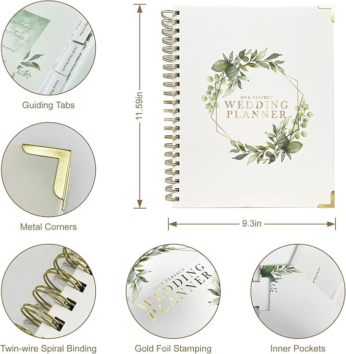 Wedding Planner Book and Organizer, Wedding Planner for Bride Gifts, Bridal Planning Binder, Engagement Gifts for Couples