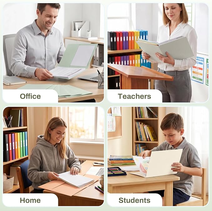 SUNEE Folders with Pockets (25 Pack, Grayish Green), 2 Pocket Folders Fit Letter Size, Paper File Folder for School Office Home Business, Textured Paper