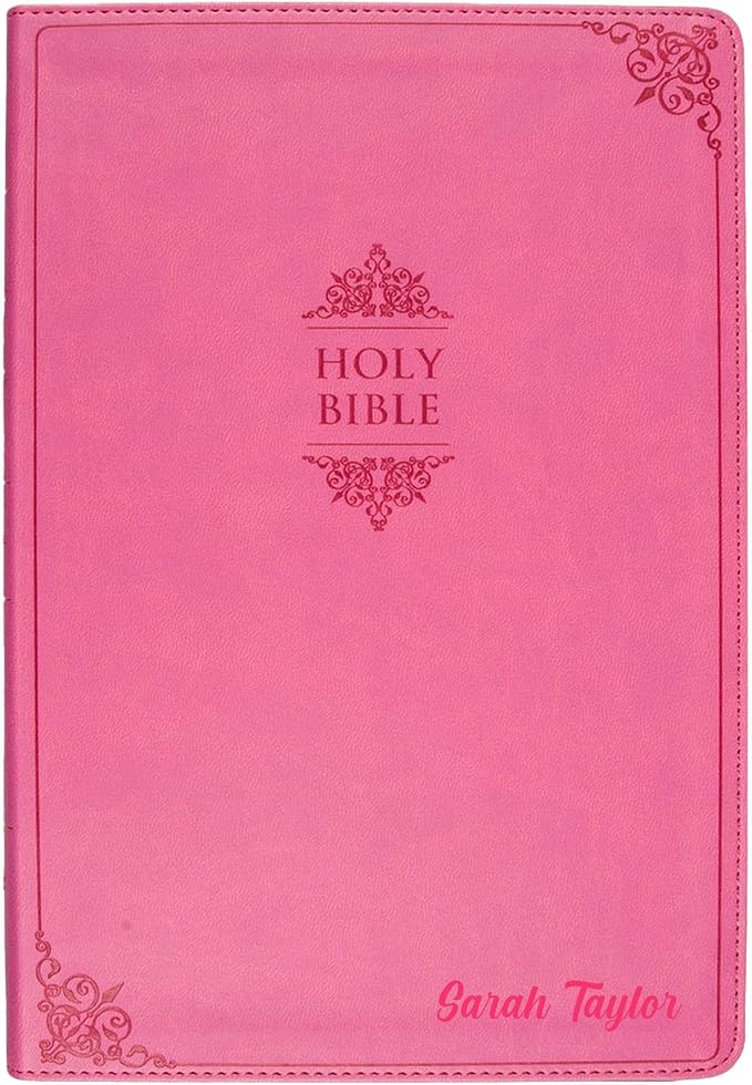 Personalized NIV Holy Bible Custom Engraved | Includes Name on Lower Right Corner of Faux Leather Cover | Custom Gift for Christian & Religious Celebrations (Pink | Medium Print, NIV)