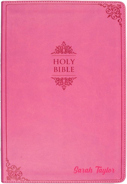 Personalized NIV Holy Bible Custom Engraved | Includes Name on Lower Right Corner of Faux Leather Cover | Custom Gift for Christian & Religious Celebrations (Pink | Medium Print, NIV)