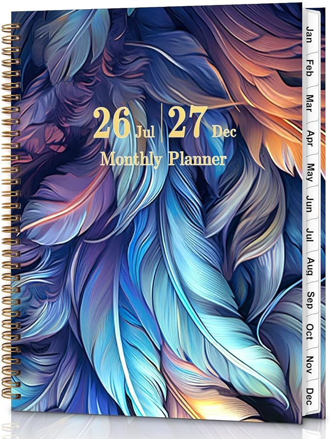 2026-2027 Monthly Planner - 18 Month Planner 2026-2027 Jul. 2026 - Dec. 2027 Academic Planners 9" x 11", Large Monthly Planners with Double-Sided Pocket, Spiral Planner 18-Month for Women, Men