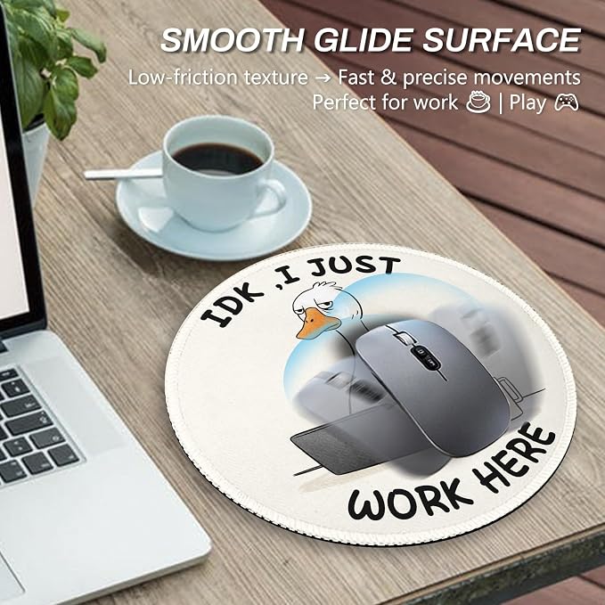 Gctriki Goose Round Mouse Pad, Cute Office Decor for Women, Funny Small Mousepad，Stitched Edge Non-Slip Rubber Base, Personalized Computer Mouse Pads for Laptop Mouse，Office Desk Accessories Gifts
