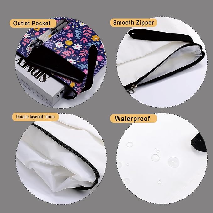Flower Pattern Book Sleeve,Book Lovers Gifts Waterproof Book Cover for paperbacks with Zipper and Front Pocket Book Pouch for Women Teacher Birthday Graduation Christmas Gifts (Wildflower1602)