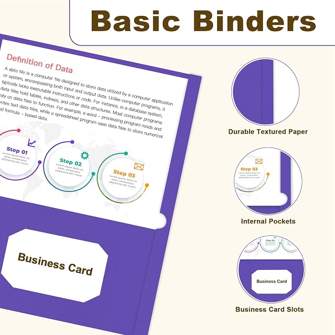 Folders with Pockets, LAYZZ 60 Pack Paper Pocket Folders, 2 Pocket File folders Fits Letter Size Paper, for School Office and Home (Purple)