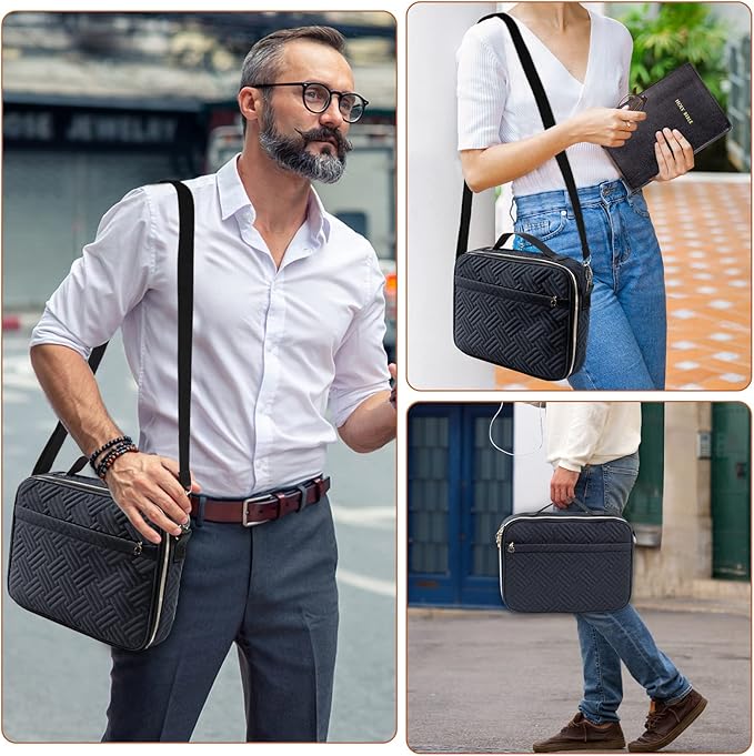 Aplufine Bible Cover for Men-Bible Case for Women-Medium Bible Bags and Totes-Large Bible Carrying Case-Bible Carrier with Shoulder Strap,Detachable Pen Loops for Bible Accessories,Gift Men Women