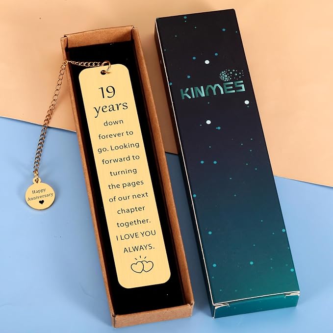 Bronze 19th Anniversary Bookmark Gifts for Men Women 19 Years Anniversary Wedding Gift for Him Her 19th Marriage Gift for Wife Husband Parents Happy 19 Year Anniversarys Gifts for Couple Spouse
