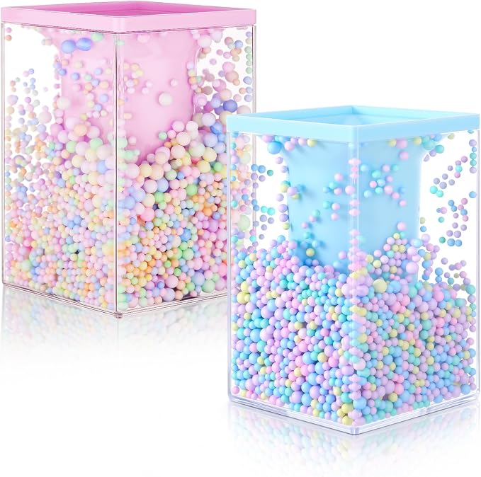 Zonon 2 Pieces Bubble Pen Holder for Desk Cute Makeup Brush Organizer & Pencil Holder with a Playful Sphere Design, Kawaii Desktop Accessories for Women, Office & School(Blue and Pink)