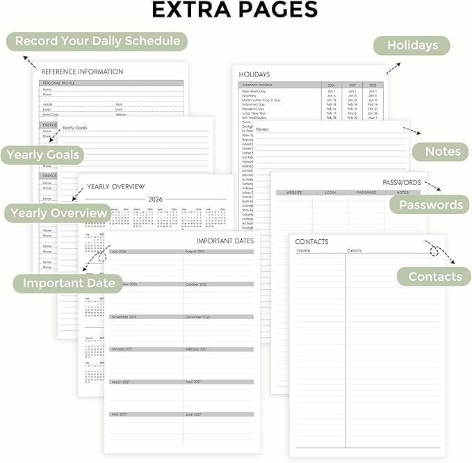 SKYDUE Appointment Book 2026-2027, Academic Hourly Planner from July 2026 - June 2027, 8.5" x 11" Weekly & Monthly Schedule Planner with 15-Minute Interval- Perfect for Daily Planning Green