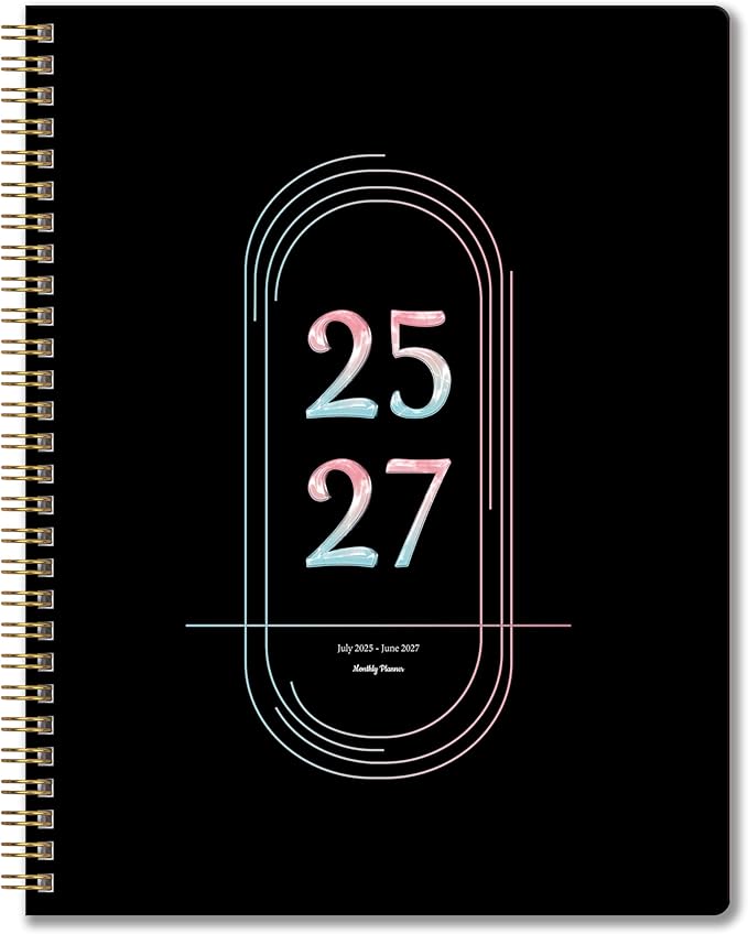2025-2027 Monthly Planner, July 2025-June 2027, A4 (8.5" x 11"), 2 Year Monthly Planner, 24 month Calendar, Simple Calendar Planner Notebook Cardboard Cover, Suitable for Schools & Offices, Black