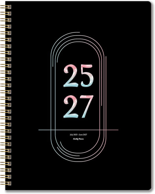 2025-2027 Monthly Planner, July 2025-June 2027, A4 (8.5" x 11"), 2 Year Monthly Planner, 24 month Calendar, Simple Calendar Planner Notebook Cardboard Cover, Suitable for Schools & Offices, Black