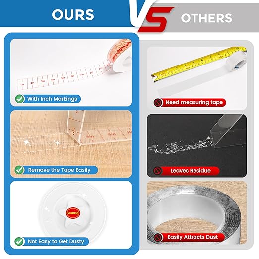 VUBOJO Nano Double Sided Mounting Tape for Walls Art and Daily Home Projects（10Ft）