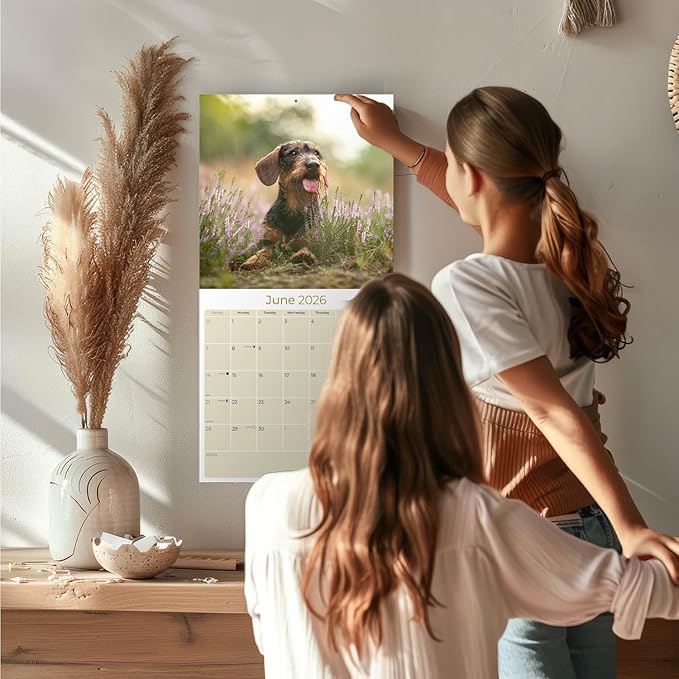 Wirehaired Dachshund Calendar 2026 by MegaCalendars – Monthly Dog Breed Wall Calendar, Made in USA