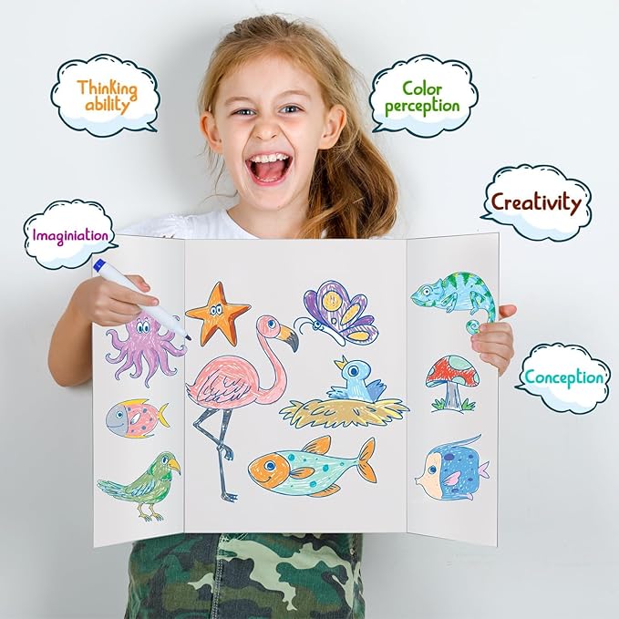 Trifold Poster Board 24"x16", 6 Pack Small Corrugated Boards for School Projects, Science Fairs, Office Presentations