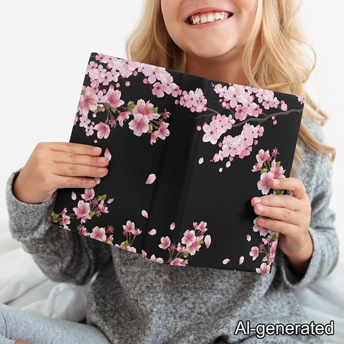 Dreaweet Cherry Blossoms Book Covers for Textbooks Hardcover Books,Green Paperback Book Cover Protector Stretchable Washable Book Sleeves for Women Book Lover