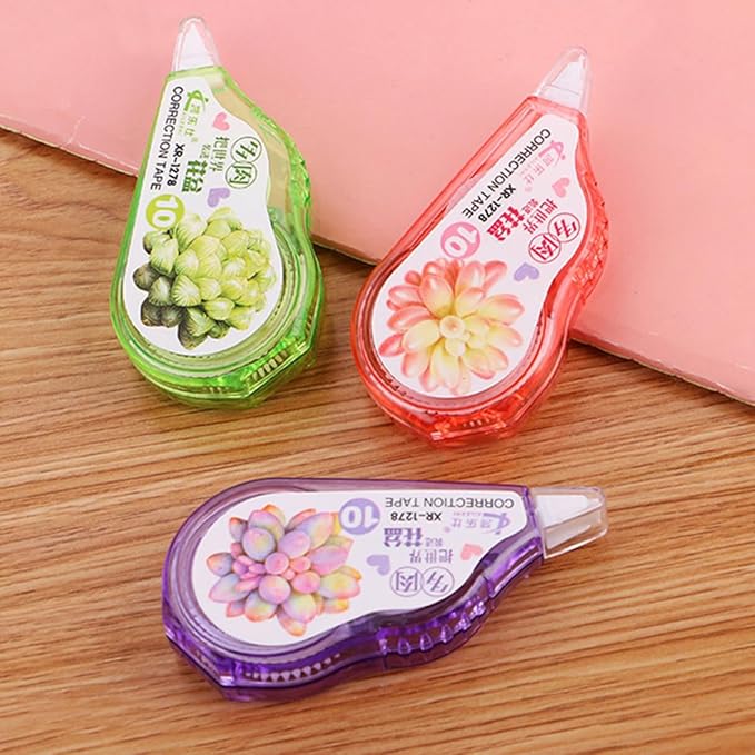 HANABASS 5pcs Correction Tape for Students Easy-to-use Applicator, Office Stationery Supplies for Homework and Writing Corrections Random Style