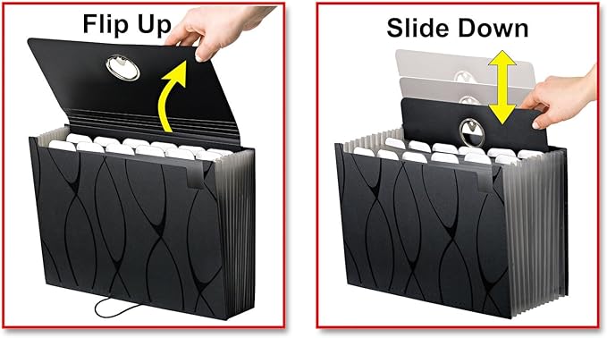 Pendaflex Sliding Cover Expanding File, 13 pockets, Letter Size, Black (2327)