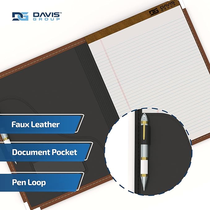Executive Notebook Portfolio, VIP Faux-Leather Padfolio for Women and Men, Includes 8.5-by-11-Inch Writing Pad, Tan