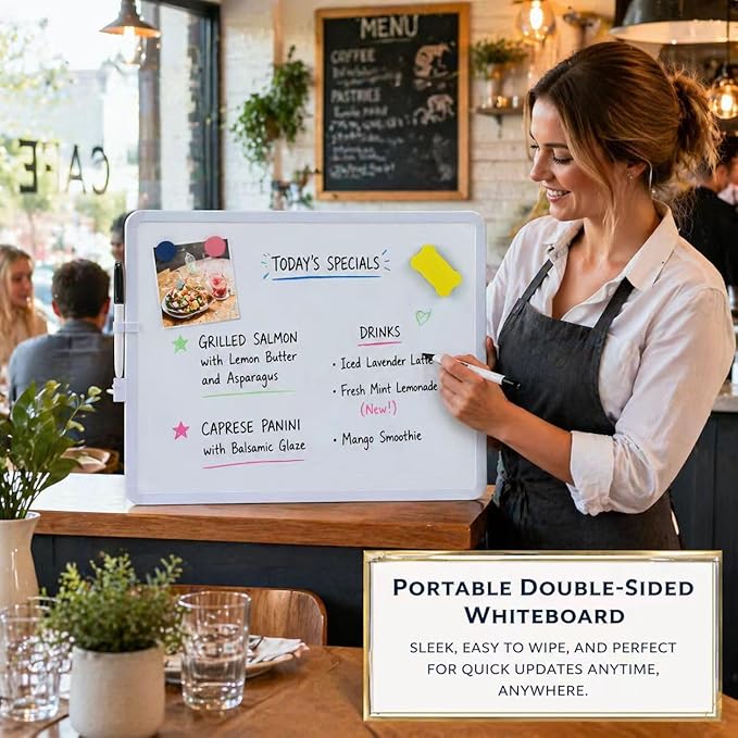 MXG Small White Board Dry Erase, 12x16 Inch Portable Double Sided Whiteboard for Wall, Fridge, Desk, Mini Dry Erase Board with Magnets, Marker & Eraser, for Office, Home, School & Memo Board