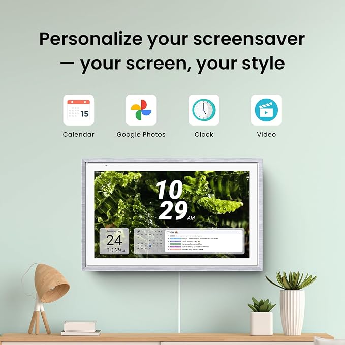 Apolosign 15.6-inch Digital Family Calendar, No Subscription Fee, Smart Wall Planner with Calendar Sync, Chore Chart & Touchscreen Display for Busy Families, with Stand (Gray)