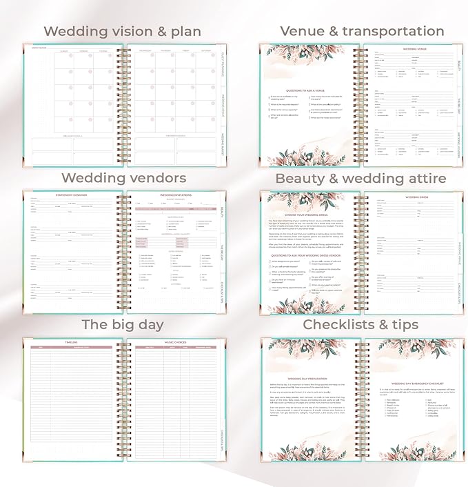 Clever Fox Wedding Planner – Notebook Organizer for Bride – Wedding Planning Binder Book with Pockets – Engagements Gift, 10x11″ (Turquoise)