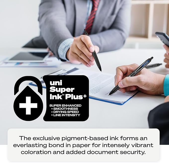 uniball™ 207 Plus+ Retractable Gel Pens, Medium Point (0.7mm), Black Ink, 12 Pack