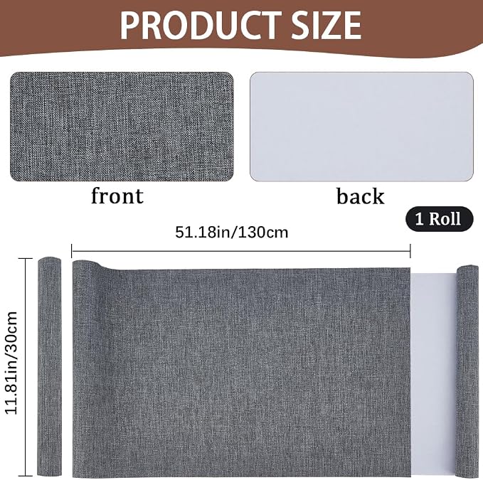 CRASPIRE 51 x 11.8 Inch Grey Book Cloth Book Binding Cover Fabric Surface Paper Backed A4 to A8 Linen Polyester Woven Bookcover for Books Album Scrapbooking Archival DIY Covering Bookbinding Protector