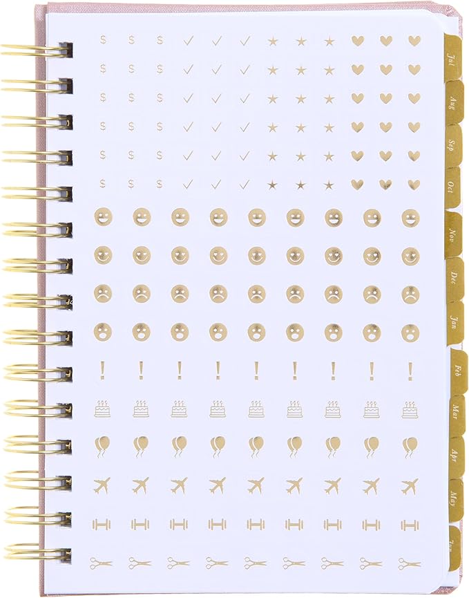 russell+hazel 2025 Planner, 5 7/8" x 8 1/4" Blush Bookcloth, July 2025-June 2026, Weekly Planner 2025 with 3 Bonus Months, 1-Count