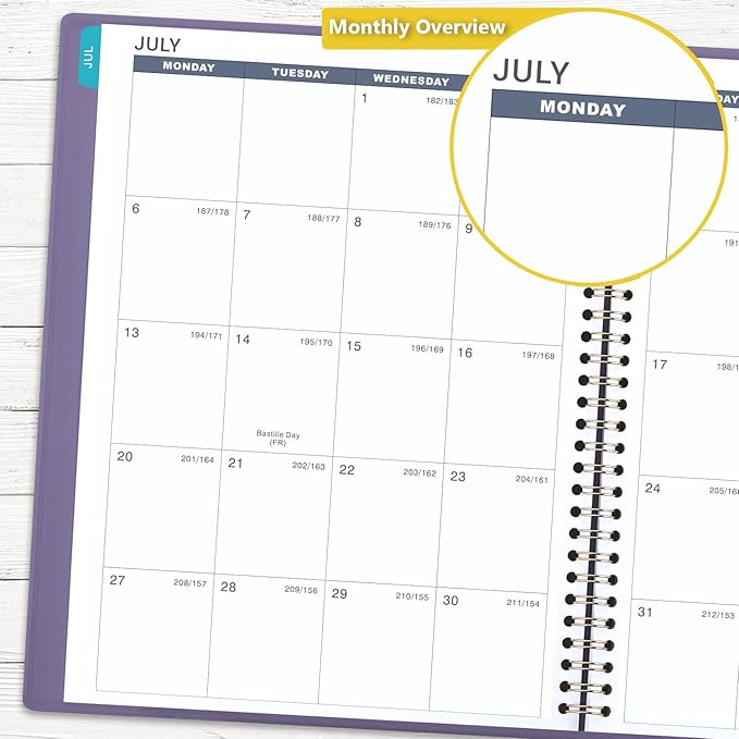 Appointment Book/Planner 2026-2027 - Weekly Appointment Book 2026-2027, July 2026 - June 2027, 8.26"x 11.4", Daily/Hourly Planner with Tabs, 15 Minutes, Wirebound - Purple