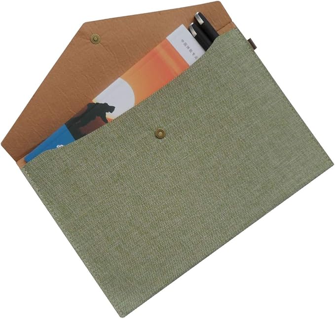 Durable A4 File Folder Document Holder Portfolio Envelope Felt Folder Case with Snap Closure Set of 2 Green