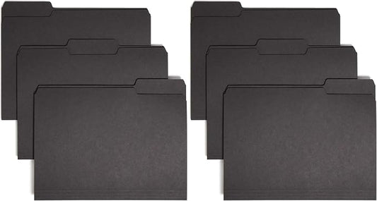 Smead Interior File Folder, 1/3-Cut Tab, Letter Size, Black, 100 per Box, Expandable File Folders for Filing Cabinet (Pack of 2)