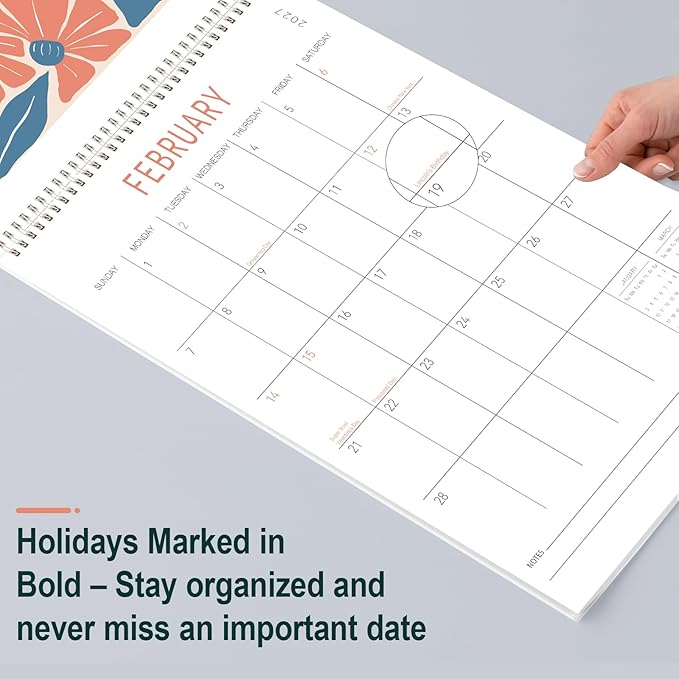 Guasslee Wall Calendar 2026-2027, Vertical Calendar Wall 2026, 13-Month Aesthetic Calendar From 2026 Jun-2027 Jun, 28" X 11" Monthly Planner Wall With Thick Paper, Floral Design for Home Office