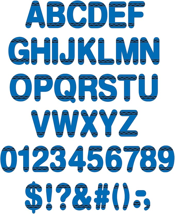 Eureka Crayola Letter, Number, Punctuation Mark, and Symbol Classroom Decorations for Teachers, 4" H, 178 Pieces, Blue