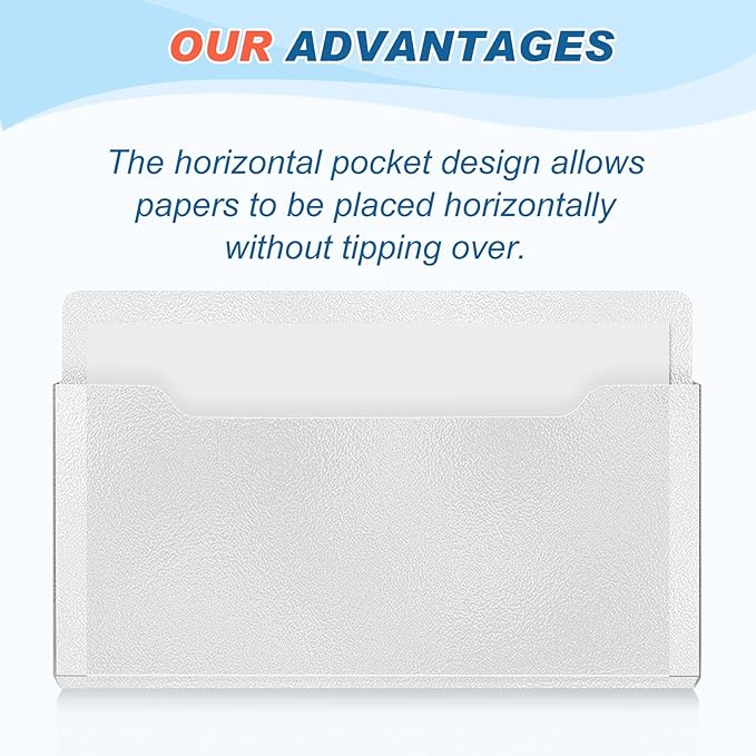 Feifeiya 2 Pcs Magnetic File Folder Wall Hanging Holder Large Pocket Paper Magazine Mail Organizer for Refrigerator Classroom Locker Whiteboard