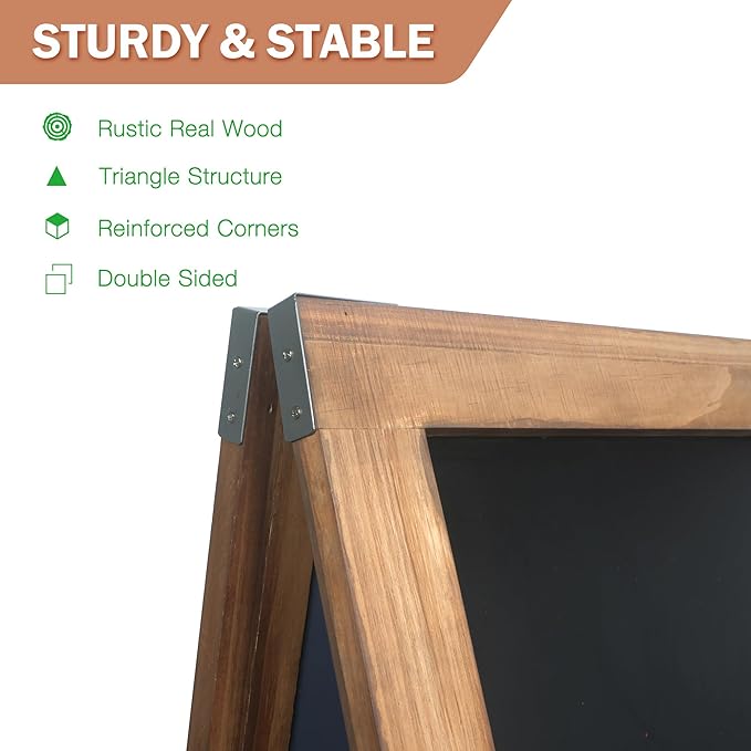 SELEAD Magnetic A-Frame Chalkboard Easel Sign - Large 40" x 20" Rustic Sandwich Chalk Board Signs Outdoor Double Sided Sidewalk Pizarra for Business, Wedding, Menu