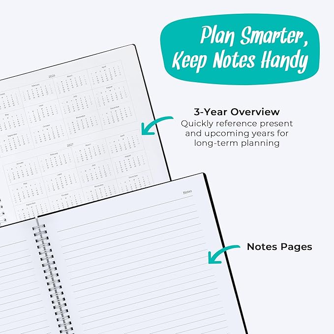 WallDeca Appointment Planner 2026, Agenda Planner With Weekly And Monthly View, Daily Agenda Book And Yearly Planners Calendar Book, Spiral Bound With Day Timer, Notes, Goals, Holidays (8.5 x 11 in)