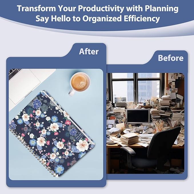 Academic Planner 2026-2027, Weekly and Monthly Agenda Planner, Daily Calendar Planning Notebook (July 2026 - June 2027), School Teacher Student Supplies, Blue Flower