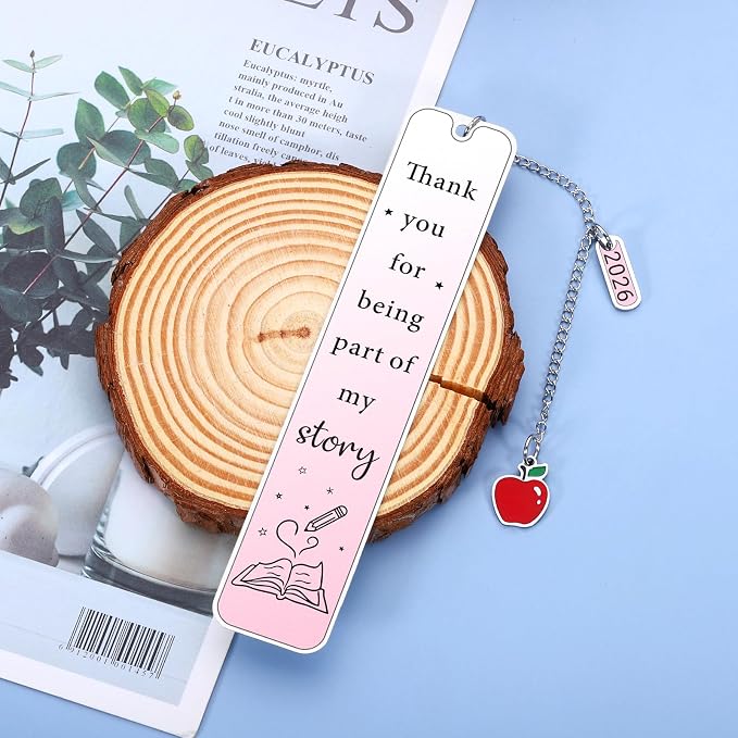 Teacher Appreciation Gifts, Teacher Must Haves - Teacher Pink Bookmark, Best End of Year Teachers Gifts from Students, Retirement Presents for Women Teachers Thank You for Being Part of My Story
