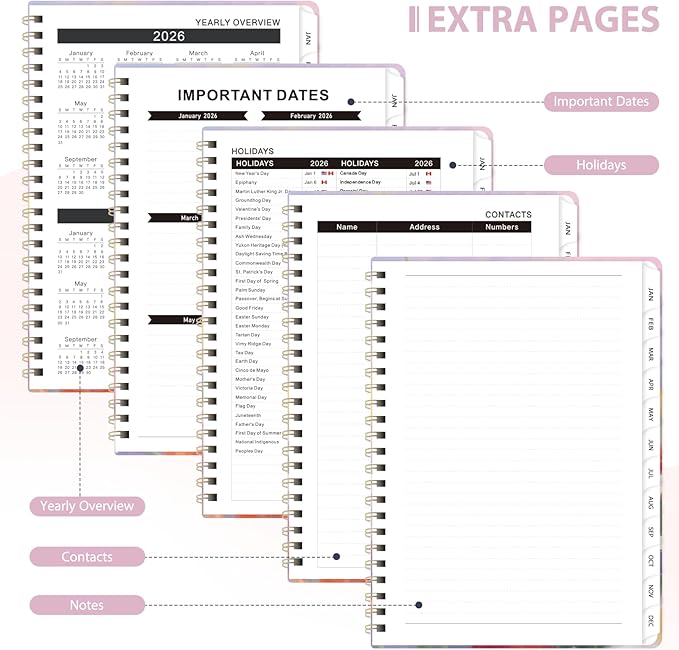 2026 Planner, Weekly and Monthly Calendar Planner, Academic Daily Agenda (Jan 2026 - Dec 2026), Hardcover Planning Notebook for Office Accessories and School Supplies, Daisy Blooms