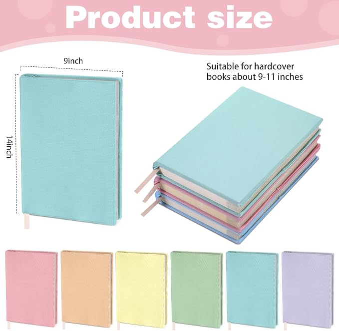 Gilprop 6 Pack Stretchable Book Covers 9-11 Inch Colored Fabric Reusable Book Protector Sleeve for Hardcovers Textbook Protection Supplies(Macaron Color)