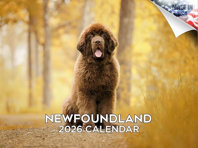 2025 2026 Newfoundland Calendar - Dog Breed Monthly Wall Calendar - 12" x 18" Open - Thick No-Bleed Paper - Giftable - Academic Teacher's Planner Calendar Organizing & Planning - Made in USA