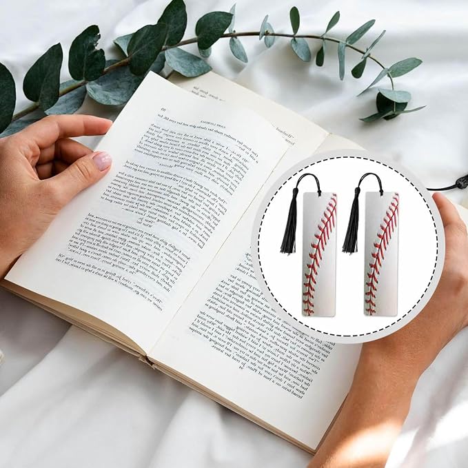 Baseball 5 Pcs Bookmarks Sports Training Healthy Lifestyle Wooden Bookmarks with Tassel for Students Reader Teachers Book Lovers