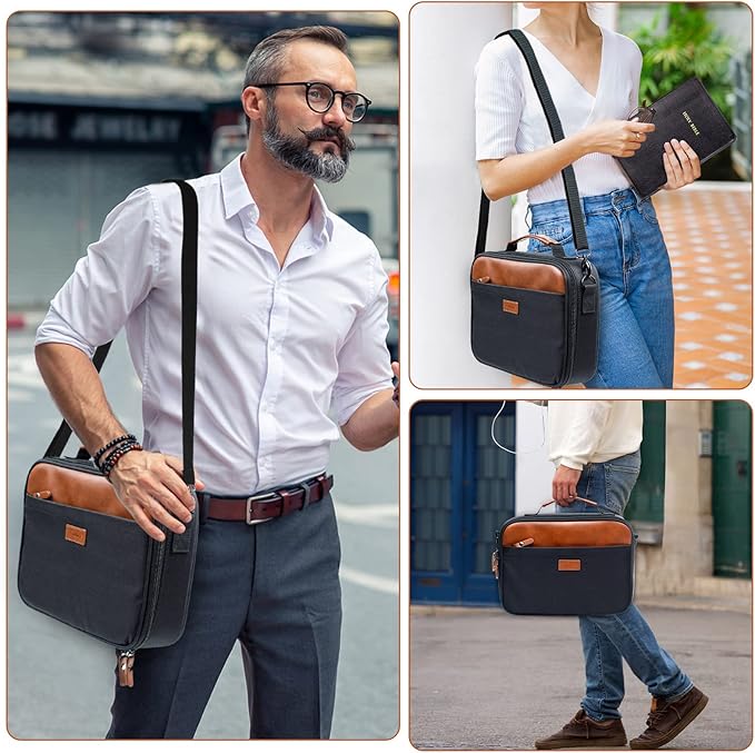 Aplufine Bible Cover for Men-Bible Case for Women-Medium Bible Bags and Totes-Large Bible Carrying Case-Bible Carrier with Shoulder Strap,Detachable Pen Loops for Bible Accessories,Gift Men Women