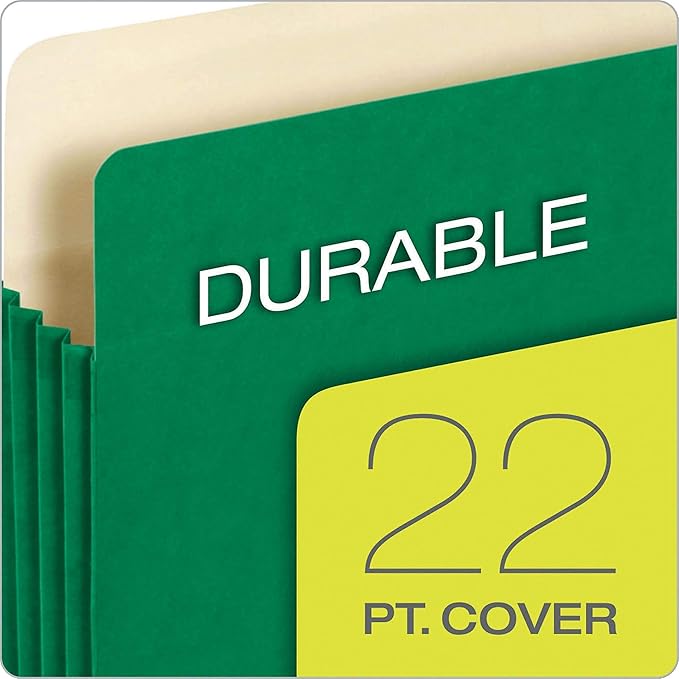 Pendaflex Color File Pockets, Letter Size, Green, 5.25" Expansion, 10/BX (1534G GRE-10)