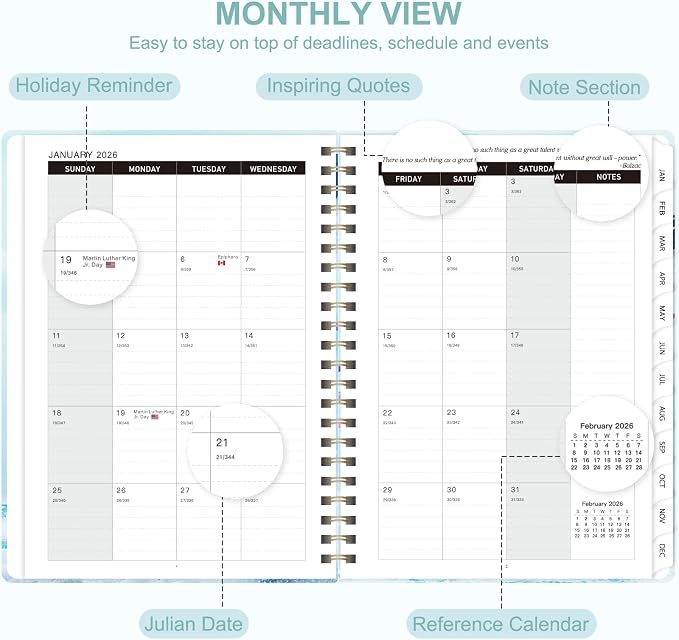 2026 Planner, Weekly and Monthly Calendar Planner Agenda, Jan 2026 - Dec 2026, Planning Academic Book, Office Desk Accessories and School Supplies - A5 (6.3'' x 8.5'')