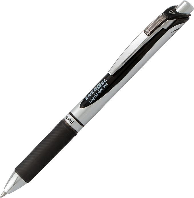 Pentel EnerGel RTX Retractable Liquid Gel Pen, (0.7mm), Medium Line, Metal Tip, Black Ink, Pack of 2 (BL77BP2A)