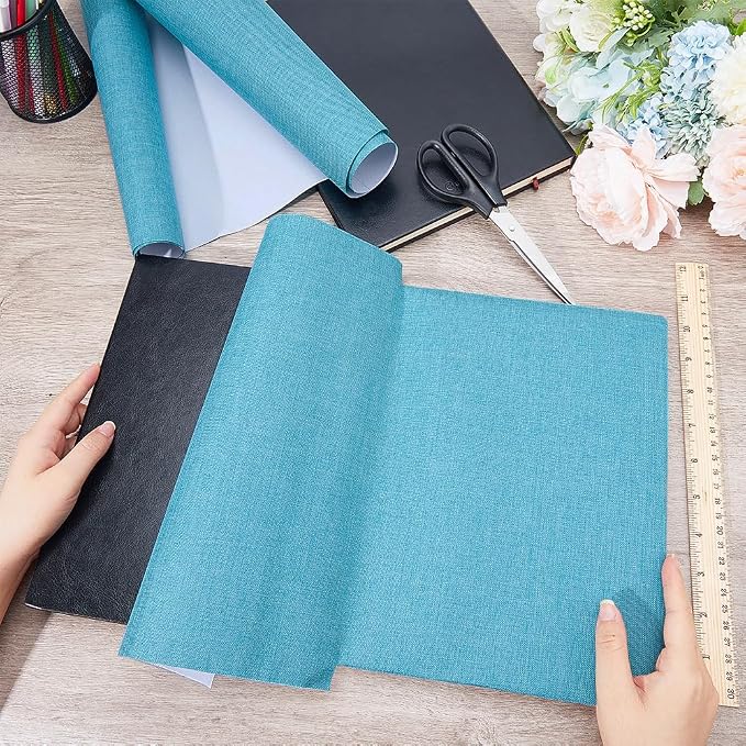 CRASPIRE 51 x 11.8inch Linen Book Cloth for Book Binding Fabric Surface Paper Backed Bookcover Books Album Scrapbooking Archival DIY Covering Protector Bookcloth Bookbinding Supplies Cadet Blue