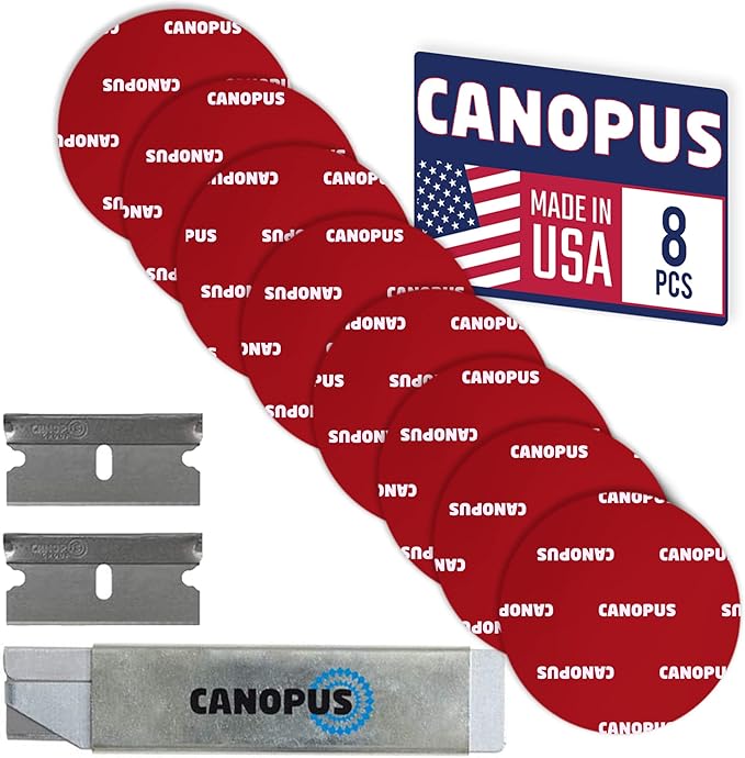 CANOPUS Circle Double Sided Adhesive Pads, Mounting Foam Tape, 5952 Roll, 8-PCs 2 in Diameter Circle Pack, with Box Cutter (1PC) and Razor Replacement (2PCs)